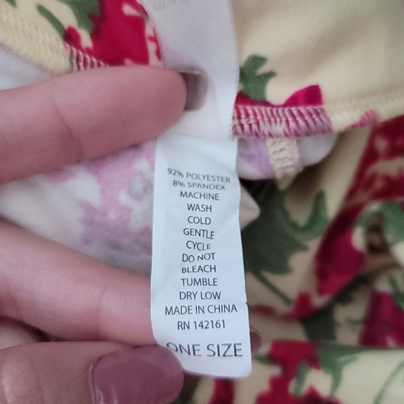 💕 LulaRoe Yellow & Pink Floral Pattern Leggings 2-10 - Picture 11 of 11